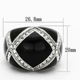 TK1132 - High polished (no plating) Stainless Steel Ring with Top Grade Crystal in Clear - Alamode - Flyclothing LLC