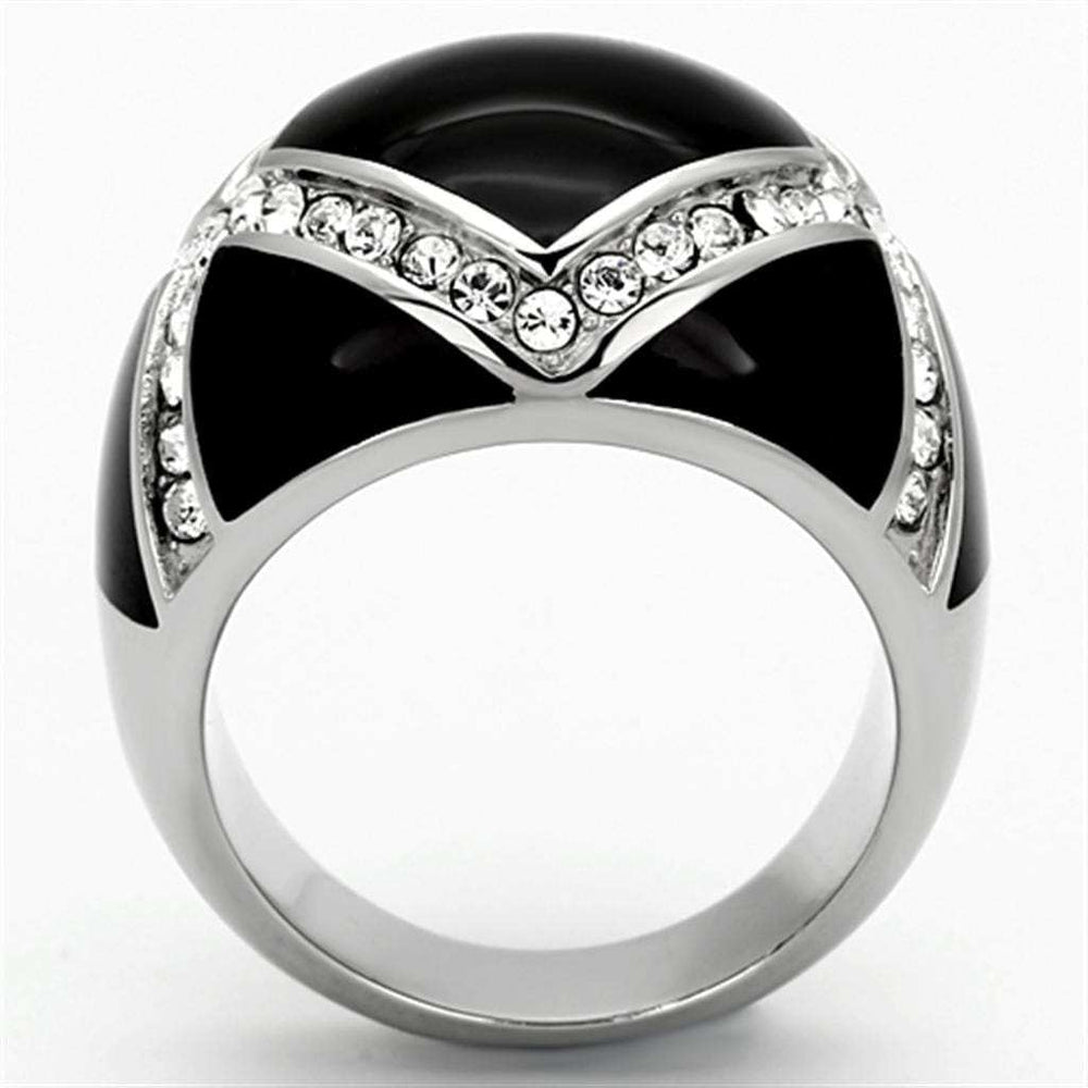 TK1132 - High polished (no plating) Stainless Steel Ring with Top Grade Crystal in Clear - Alamode - Flyclothing LLC
