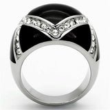 TK1132 - High polished (no plating) Stainless Steel Ring with Top Grade Crystal in Clear - Alamode - Flyclothing LLC