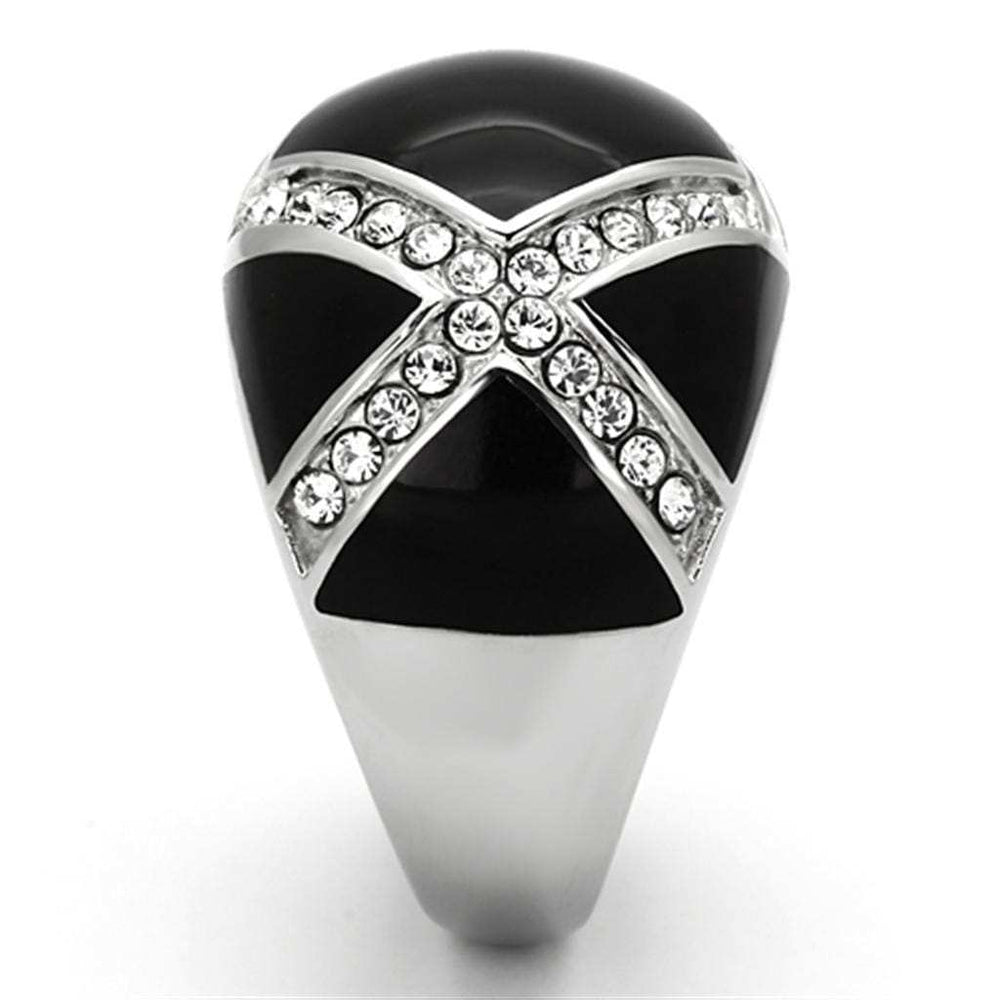 TK1132 - High polished (no plating) Stainless Steel Ring with Top Grade Crystal in Clear - Alamode - Flyclothing LLC