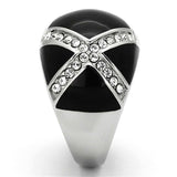 TK1132 - High polished (no plating) Stainless Steel Ring with Top Grade Crystal in Clear - Alamode - Flyclothing LLC