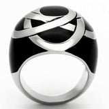TK1133 - High polished (no plating) Stainless Steel Ring with Epoxy in Jet - Alamode - Flyclothing LLC