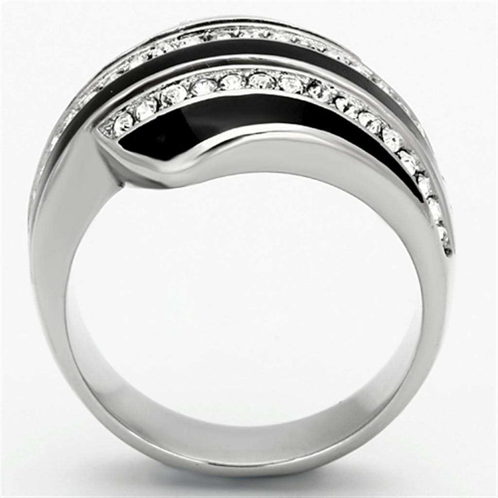 TK1134 - High polished (no plating) Stainless Steel Ring with Top Grade Crystal in Clear - Alamode - Flyclothing LLC