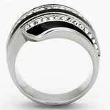 TK1134 - High polished (no plating) Stainless Steel Ring with Top Grade Crystal in Clear - Alamode - Flyclothing LLC