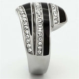 TK1134 - High polished (no plating) Stainless Steel Ring with Top Grade Crystal in Clear - Alamode - Flyclothing LLC