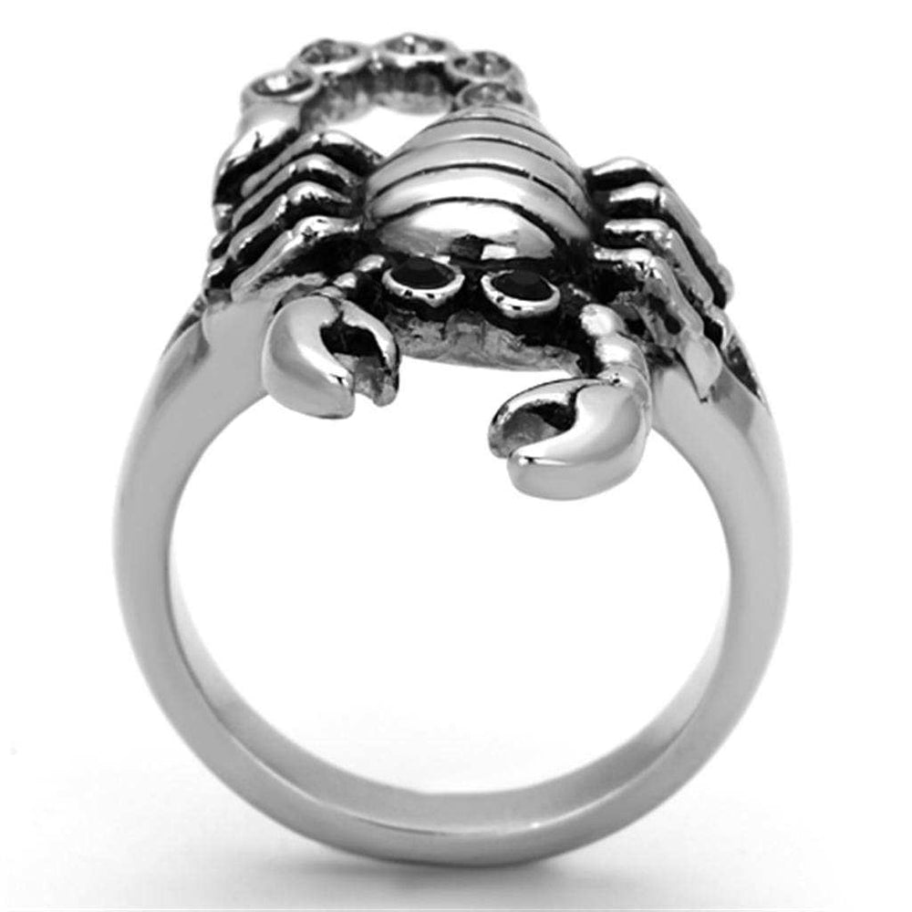 TK1135 - High polished (no plating) Stainless Steel Ring with Top Grade Crystal in Jet - Alamode - Flyclothing LLC