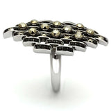 TK1136 - High polished (no plating) Stainless Steel Ring with Top Grade Crystal in Jet - Alamode - Flyclothing LLC