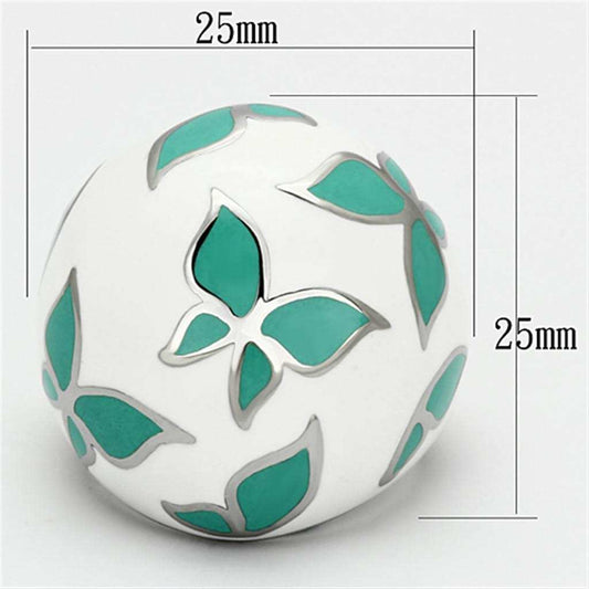 TK1137 - High polished (no plating) Stainless Steel Ring with Epoxy in Emerald - Alamode - Flyclothing LLC