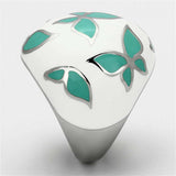 TK1137 - High polished (no plating) Stainless Steel Ring with Epoxy in Emerald - Alamode - Flyclothing LLC