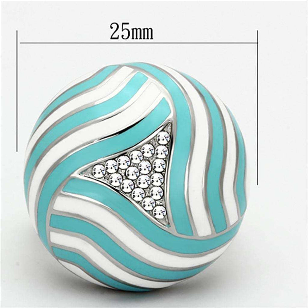 TK1138 - High polished (no plating) Stainless Steel Ring with Top Grade Crystal in Clear - Alamode - Flyclothing LLC