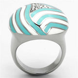 TK1138 - High polished (no plating) Stainless Steel Ring with Top Grade Crystal in Clear - Alamode - Flyclothing LLC