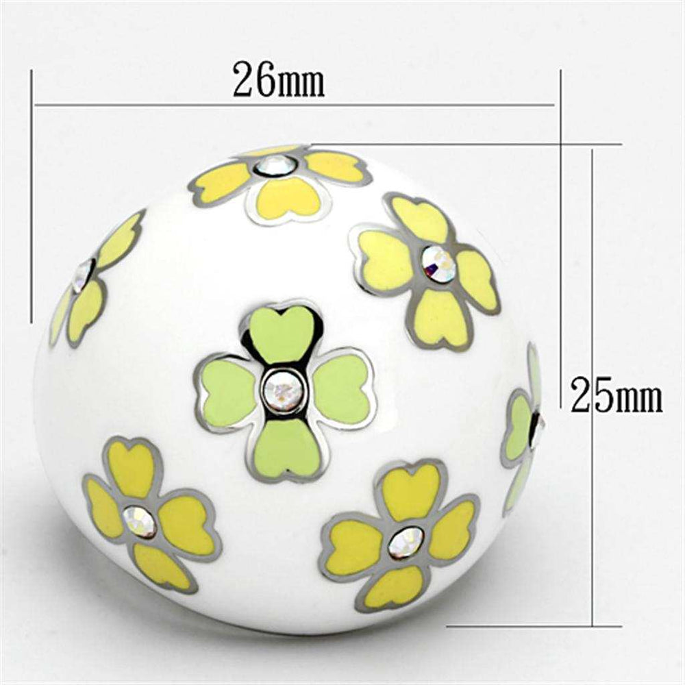 TK1139 - High polished (no plating) Stainless Steel Ring with Top Grade Crystal in Aurora Borealis (Rainbow Effect) - Alamode - Flyclothing LLC