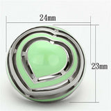 TK1140 - High polished (no plating) Stainless Steel Ring with Epoxy in Emerald - Alamode - Flyclothing LLC