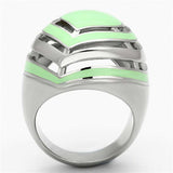 TK1140 - High polished (no plating) Stainless Steel Ring with Epoxy in Emerald - Alamode - Flyclothing LLC