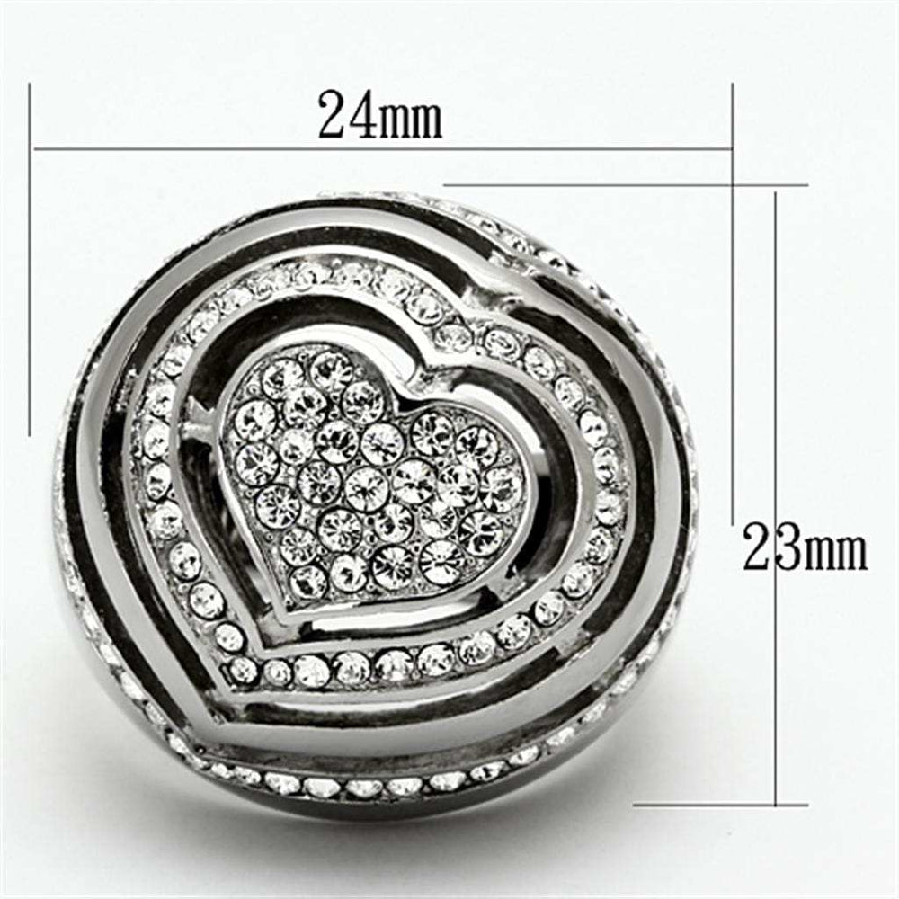 TK1141 - High polished (no plating) Stainless Steel Ring with Top Grade Crystal in Clear - Alamode - Flyclothing LLC