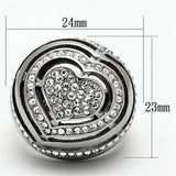 TK1141 - High polished (no plating) Stainless Steel Ring with Top Grade Crystal in Clear - Alamode - Flyclothing LLC