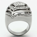 TK1141 - High polished (no plating) Stainless Steel Ring with Top Grade Crystal in Clear - Alamode - Flyclothing LLC