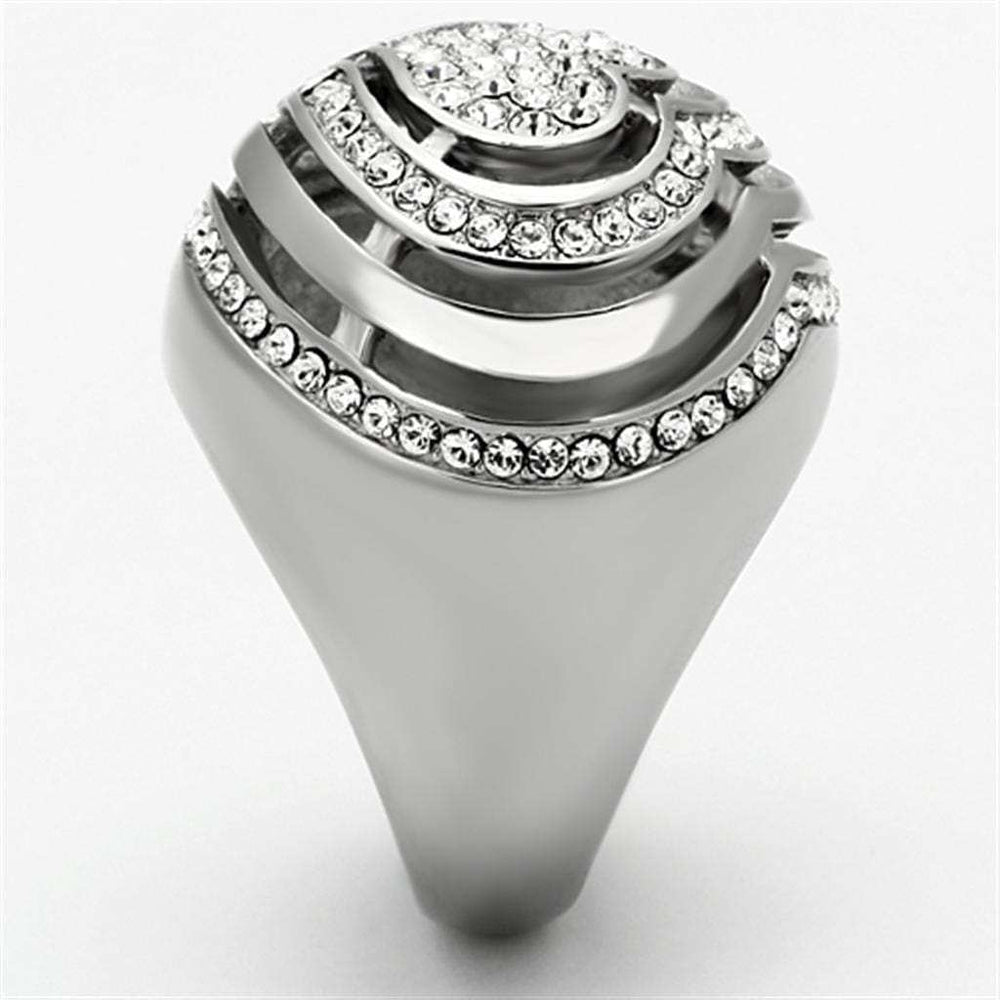 TK1141 - High polished (no plating) Stainless Steel Ring with Top Grade Crystal in Clear - Alamode - Flyclothing LLC