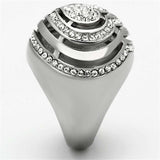 TK1141 - High polished (no plating) Stainless Steel Ring with Top Grade Crystal in Clear - Alamode - Flyclothing LLC