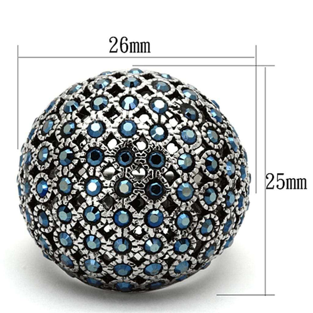 TK1143 - High polished (no plating) Stainless Steel Ring with Top Grade Crystal in Aquamarine AB - Alamode - Flyclothing LLC