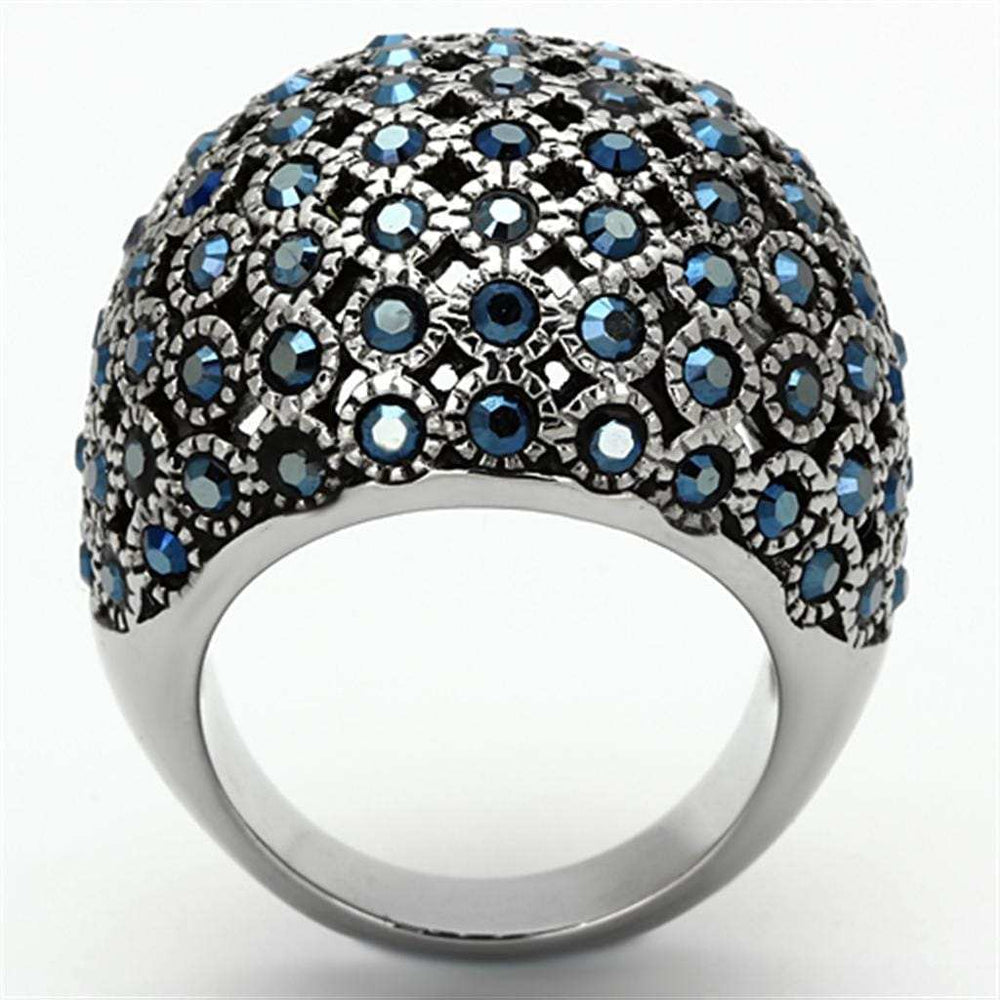 TK1143 - High polished (no plating) Stainless Steel Ring with Top Grade Crystal in Aquamarine AB - Alamode - Flyclothing LLC