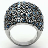 TK1143 - High polished (no plating) Stainless Steel Ring with Top Grade Crystal in Aquamarine AB - Alamode - Flyclothing LLC