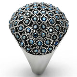 TK1143 - High polished (no plating) Stainless Steel Ring with Top Grade Crystal in Aquamarine AB - Alamode - Flyclothing LLC