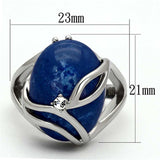 TK1144 - High polished (no plating) Stainless Steel Ring with Synthetic Synthetic Stone in Capri Blue - Alamode - Flyclothing LLC