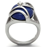 TK1144 - High polished (no plating) Stainless Steel Ring with Synthetic Synthetic Stone in Capri Blue - Alamode - Flyclothing LLC