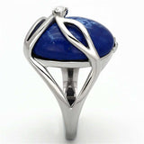 TK1144 - High polished (no plating) Stainless Steel Ring with Synthetic Synthetic Stone in Capri Blue - Alamode - Flyclothing LLC