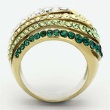 TK1145 - IP Gold(Ion Plating) Stainless Steel Ring with Top Grade Crystal in Multi Color - Alamode - Flyclothing LLC