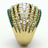 TK1145 - IP Gold(Ion Plating) Stainless Steel Ring with Top Grade Crystal in Multi Color - Alamode - Flyclothing LLC