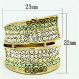 TK1146 - IP Gold(Ion Plating) Stainless Steel Ring with Top Grade Crystal in Multi Color - Alamode - Flyclothing LLC