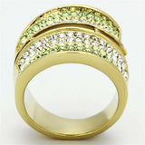 TK1146 - IP Gold(Ion Plating) Stainless Steel Ring with Top Grade Crystal in Multi Color - Alamode - Flyclothing LLC