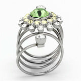 TK1148 - High polished (no plating) Stainless Steel Ring with Top Grade Crystal in Peridot - Alamode - Flyclothing LLC
