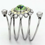 TK1148 - High polished (no plating) Stainless Steel Ring with Top Grade Crystal in Peridot - Alamode - Flyclothing LLC