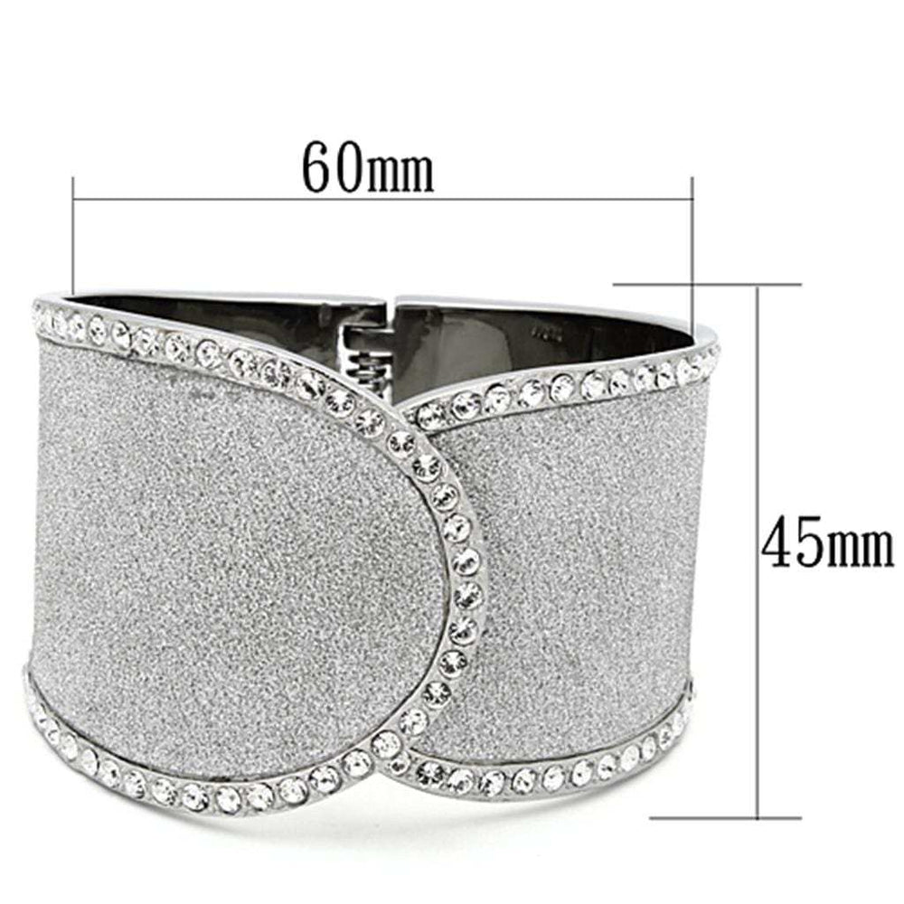 TK1152 - High polished (no plating) Stainless Steel Bangle with Top Grade Crystal in Clear - Alamode - Flyclothing LLC