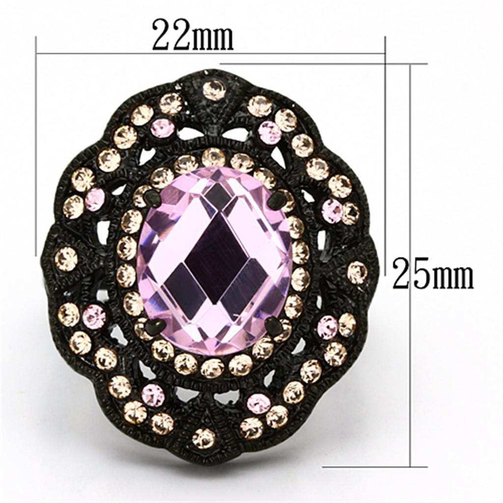 TK1154 - IP Black(Ion Plating) Stainless Steel Ring with Top Grade Crystal in Light Rose - Alamode - Flyclothing LLC