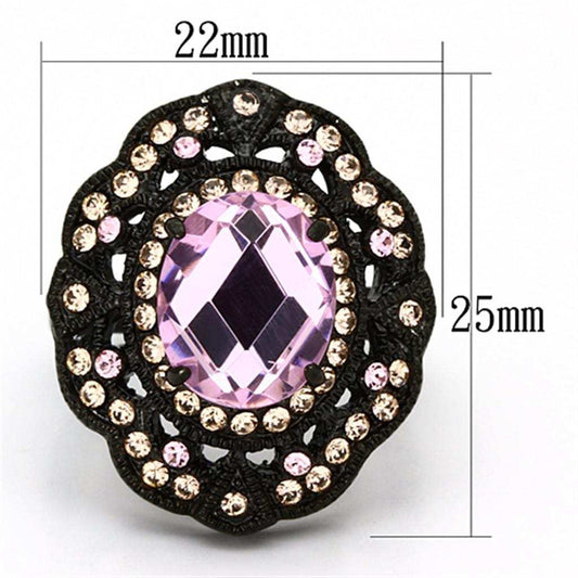 TK1154 - IP Black(Ion Plating) Stainless Steel Ring with Top Grade Crystal in Light Rose - Alamode - Flyclothing LLC