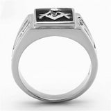 TK1158 - High polished (no plating) Stainless Steel Ring with Top Grade Crystal in Clear - Alamode - Flyclothing LLC