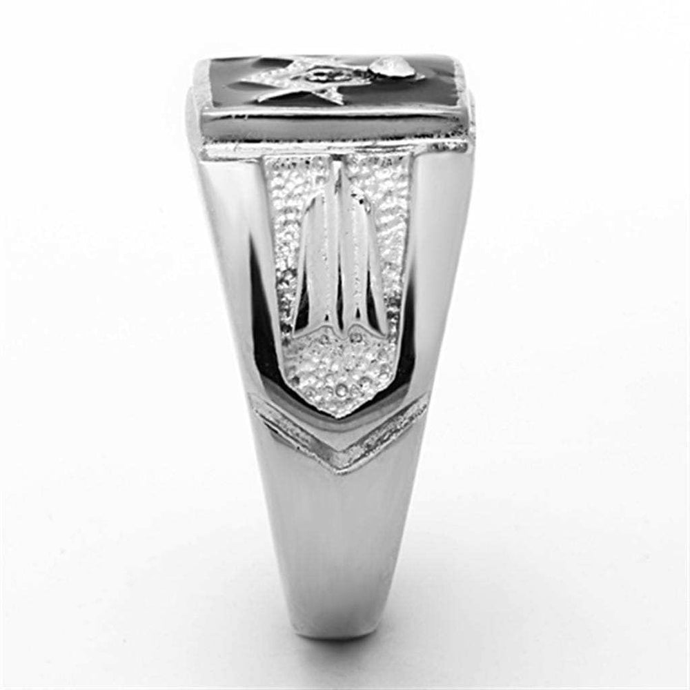 TK1158 - High polished (no plating) Stainless Steel Ring with Top Grade Crystal in Clear - Alamode - Flyclothing LLC