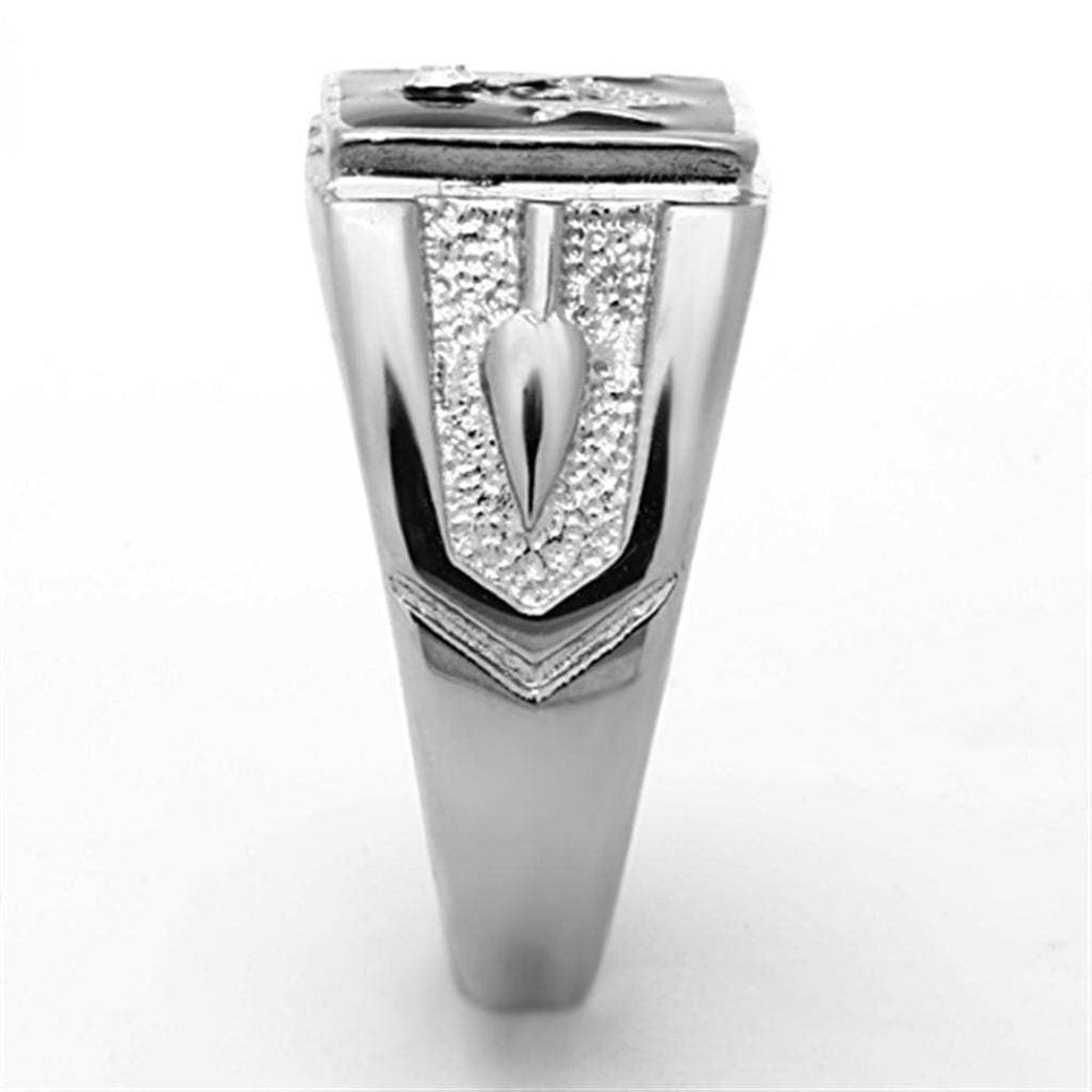 TK1158 - High polished (no plating) Stainless Steel Ring with Top Grade Crystal in Clear - Alamode - Flyclothing LLC