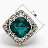 TK1160 - Two-Tone IP Rose Gold Stainless Steel Ring with Synthetic Synthetic Glass in Blue Zircon - Alamode - Flyclothing LLC