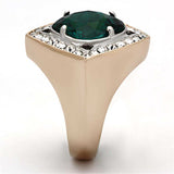 TK1160 - Two-Tone IP Rose Gold Stainless Steel Ring with Synthetic Synthetic Glass in Blue Zircon - Alamode - Flyclothing LLC