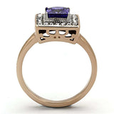 TK1162 - Two-Tone IP Rose Gold Stainless Steel Ring with AAA Grade CZ in Tanzanite - Alamode - Flyclothing LLC