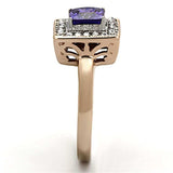 TK1162 - Two-Tone IP Rose Gold Stainless Steel Ring with AAA Grade CZ in Tanzanite - Alamode - Flyclothing LLC