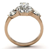 TK1164 - Two-Tone IP Rose Gold Stainless Steel Ring with AAA Grade CZ in Clear - Alamode - Flyclothing LLC