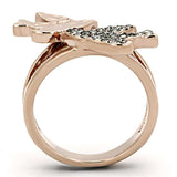TK1165 - Two-Tone IP Rose Gold Stainless Steel Ring with Top Grade Crystal in Black Diamond - Alamode - Flyclothing LLC
