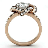 TK1166 - Two-Tone IP Rose Gold Stainless Steel Ring with AAA Grade CZ in Clear - Alamode - Flyclothing LLC