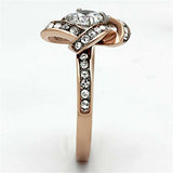 TK1166 - Two-Tone IP Rose Gold Stainless Steel Ring with AAA Grade CZ in Clear - Alamode - Flyclothing LLC